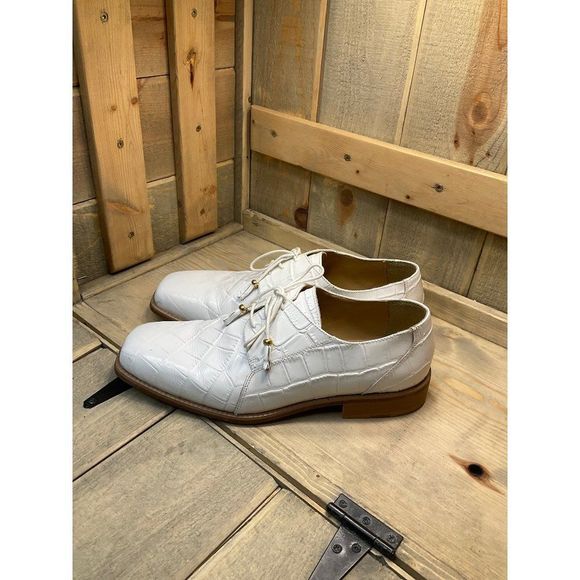 DONATO Marrone Mens White Croc Embossed Leather Oxfords Size 12 Groom - Picture 4 of 9